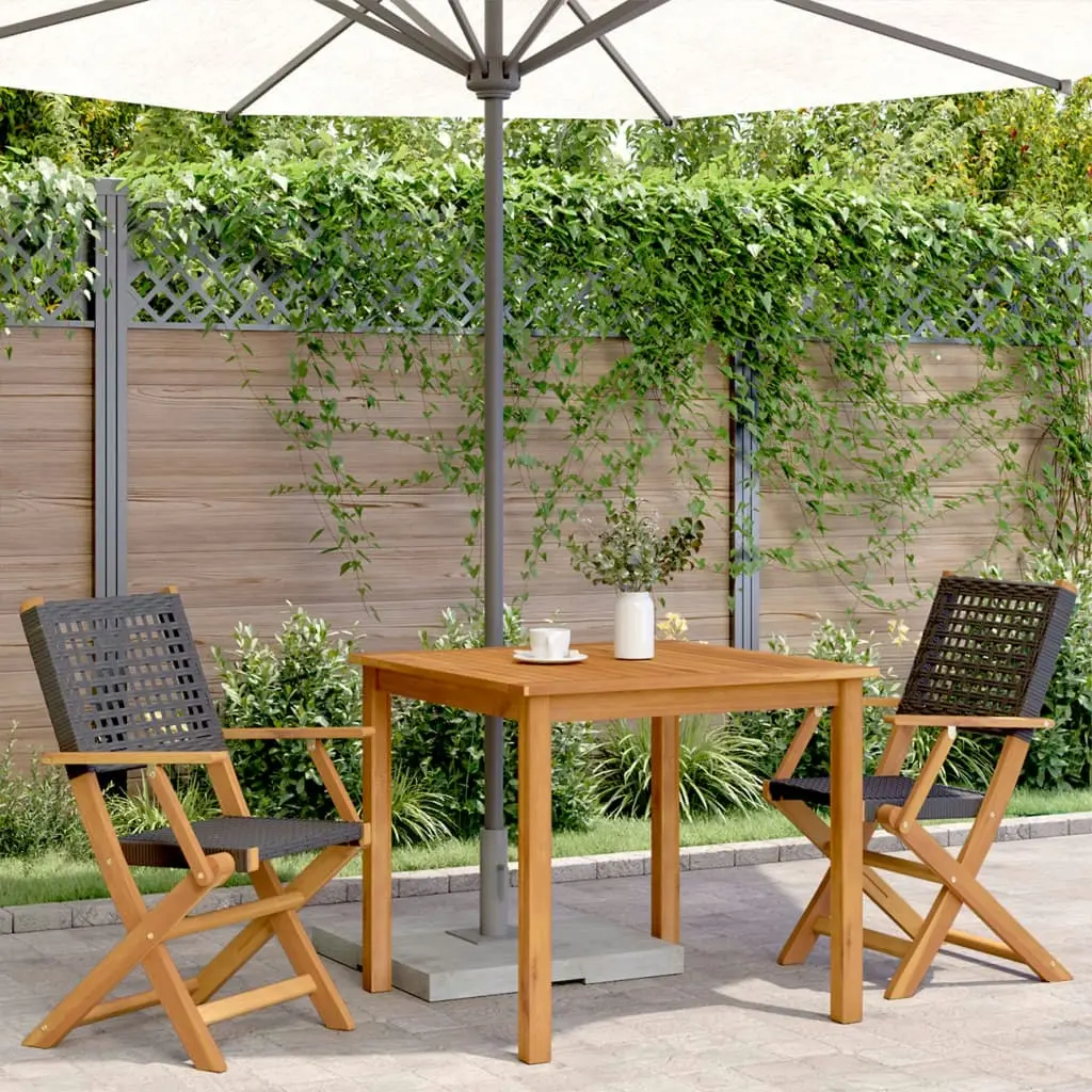 Garden Chairs 2 pcs Black Solid Wood Acacia and Poly Rattan 367663