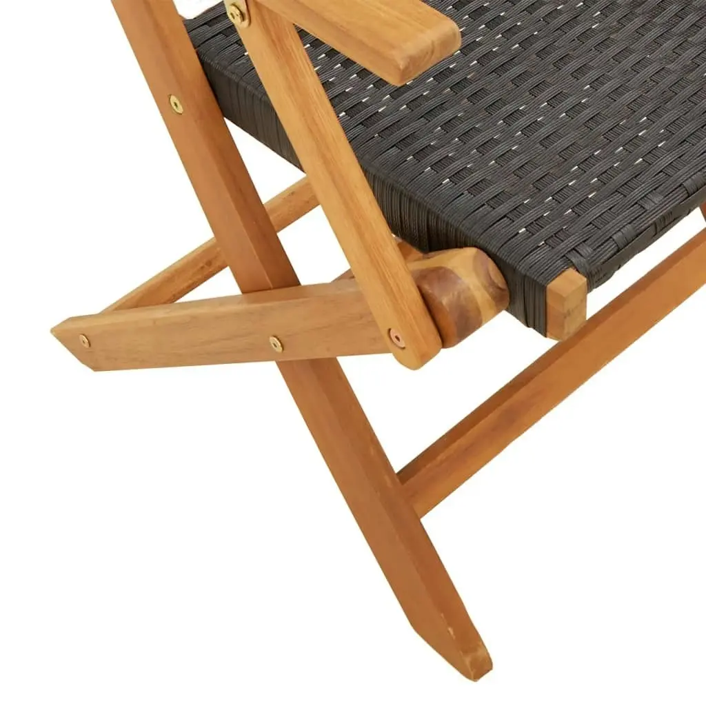 Garden Chairs 2 pcs Black Solid Wood Acacia and Poly Rattan 367663