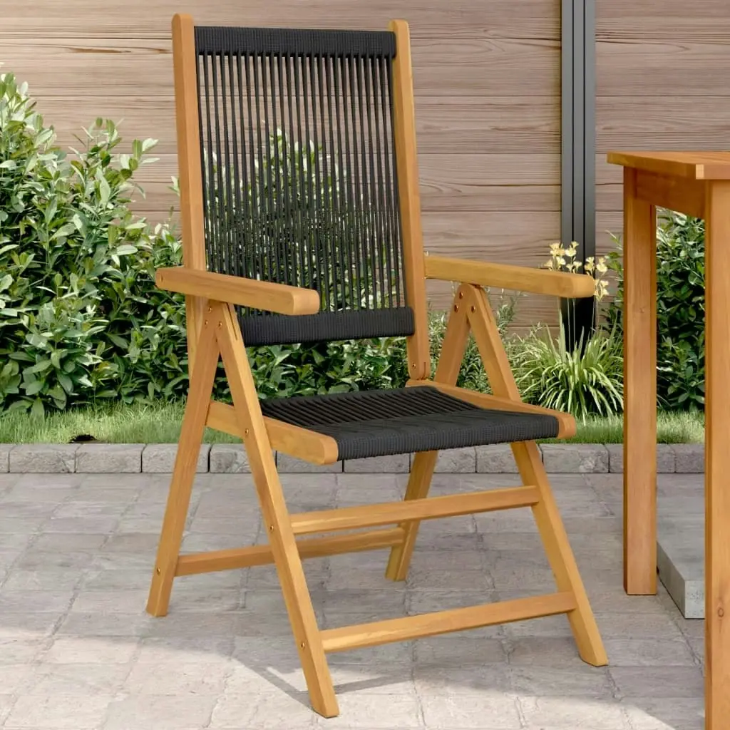 Garden Chairs 2 pcs Black Solid Wood Acacia and Polypropylene 367654