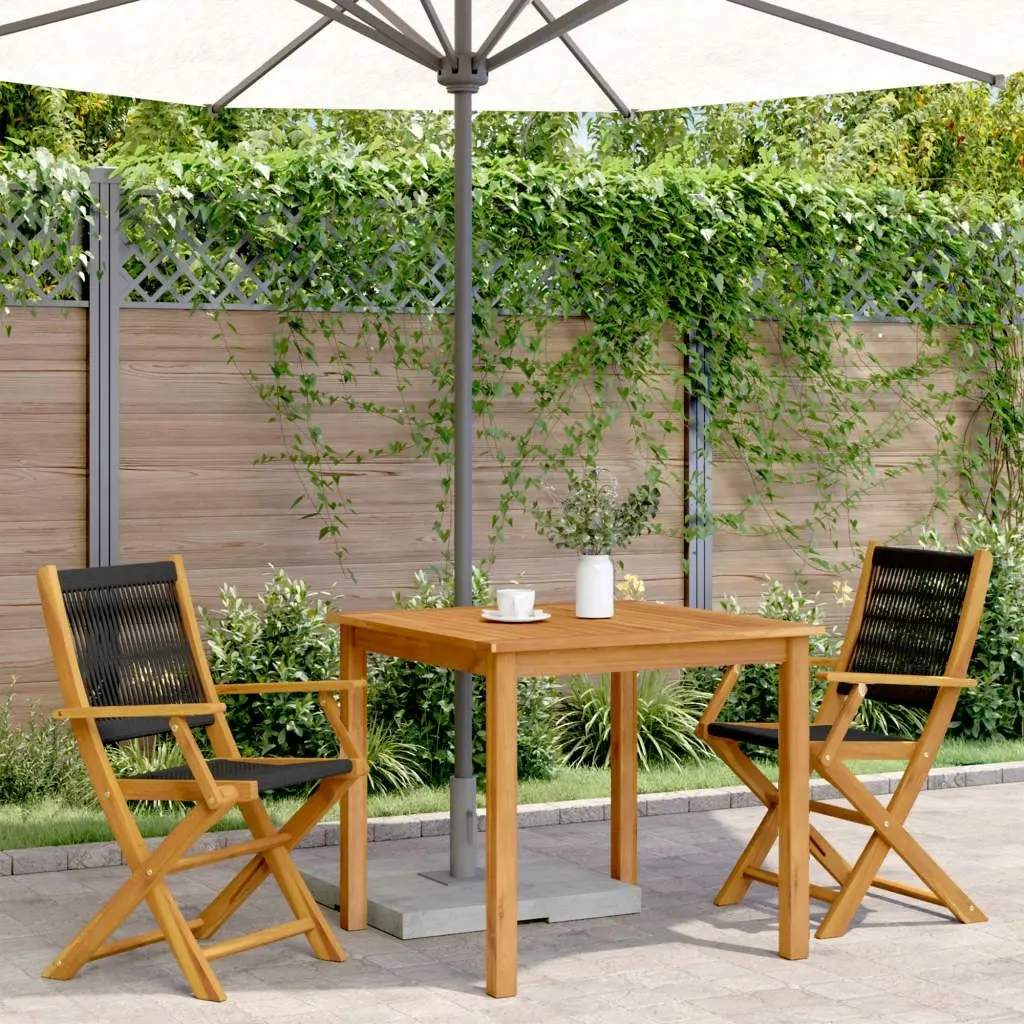 Garden Chairs 2 pcs Black Solid Wood Acacia and Polypropylene 367666