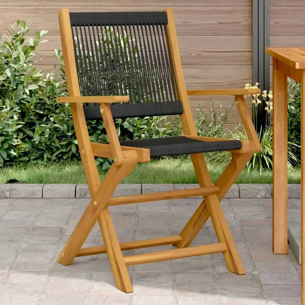 Garden Chairs 2 pcs Black Solid Wood Acacia and Polypropylene 367666