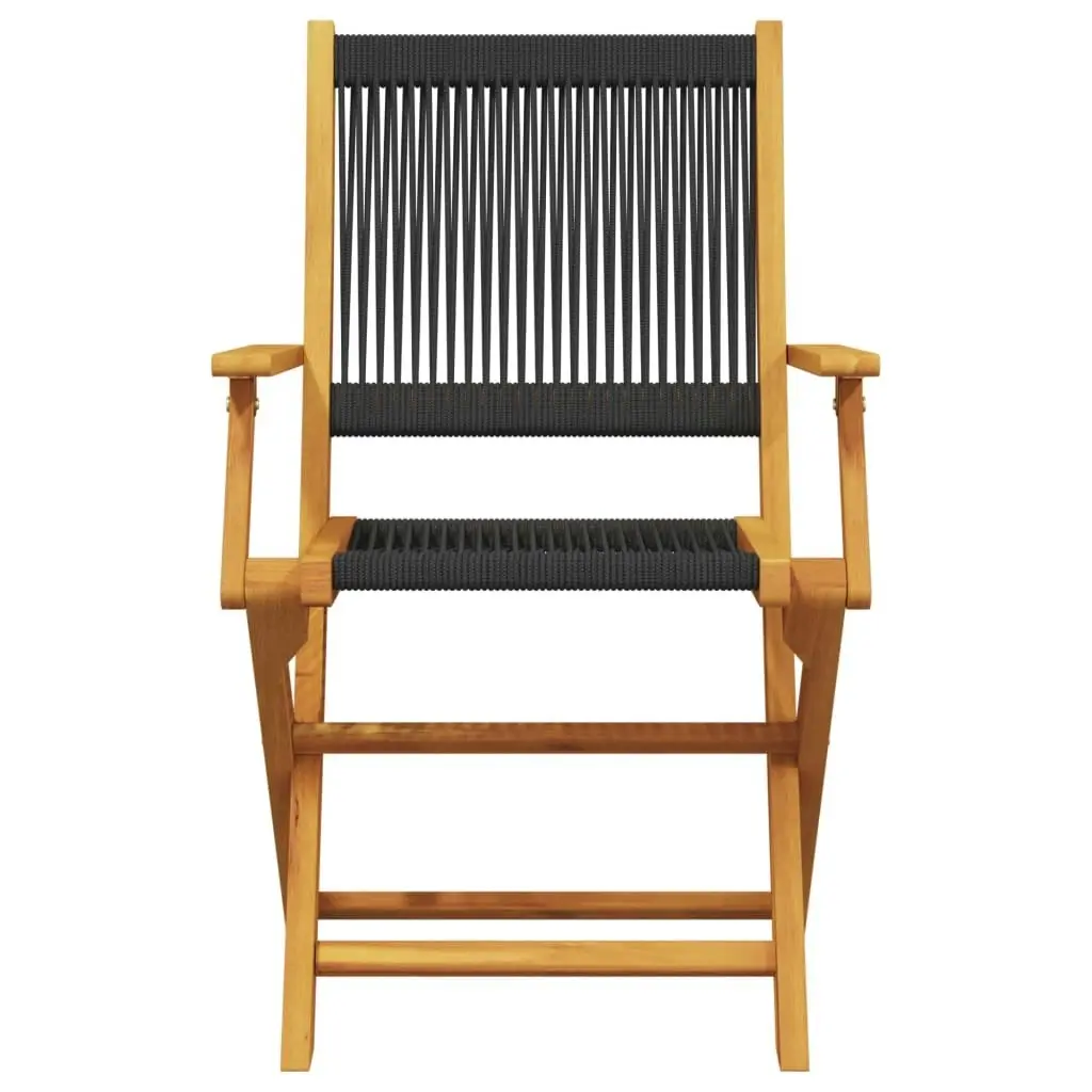 Garden Chairs 2 pcs Black Solid Wood Acacia and Polypropylene 367666