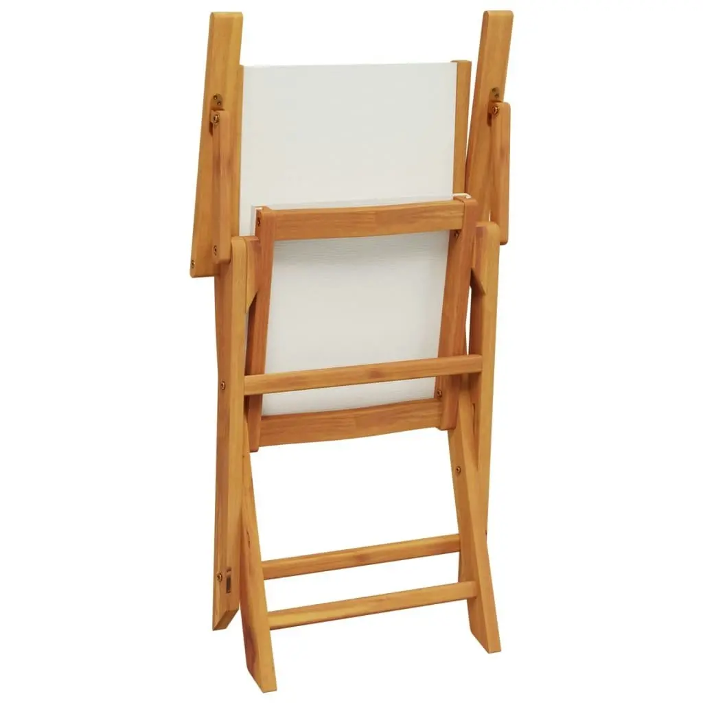 Garden Chairs 2 pcs Cream White Solid Wood Acacia and Fabric 367669