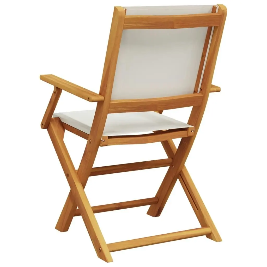 Garden Chairs 2 pcs Cream White Solid Wood Acacia and Fabric 367669