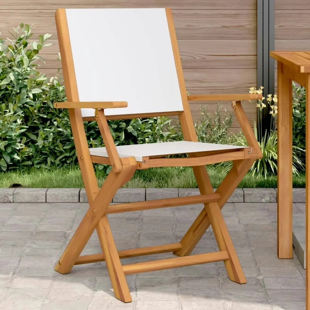 Garden Chairs 2 pcs Cream White Solid Wood Acacia and Fabric 367669