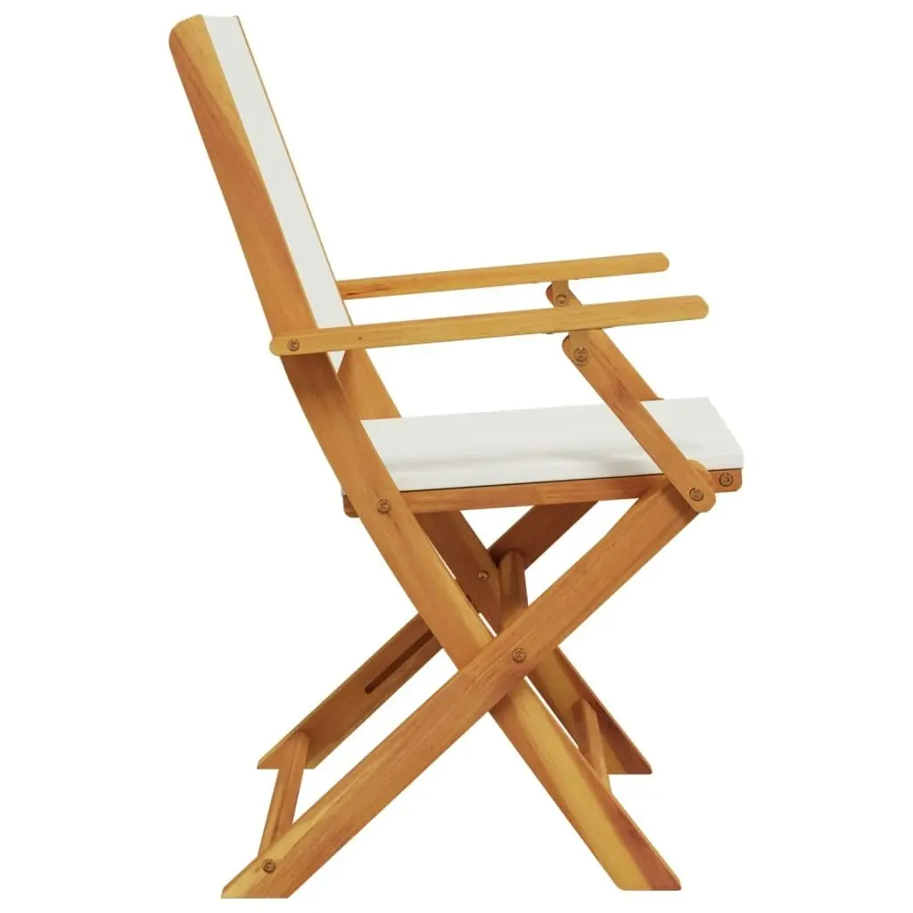 Garden Chairs 2 pcs Cream White Solid Wood Acacia and Fabric 367669