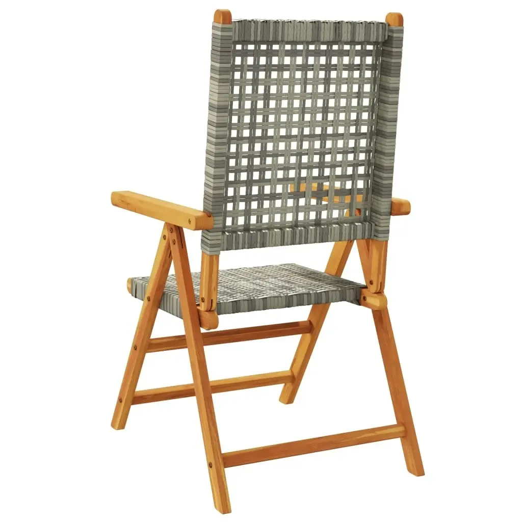 Garden Chairs 2 pcs Grey Solid Wood Acacia and Poly Rattan 367652