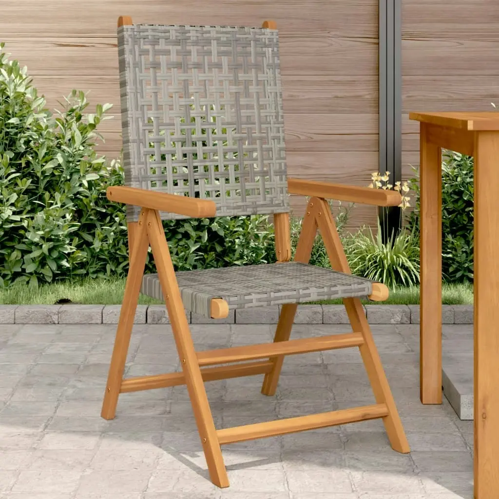 Garden Chairs 2 pcs Grey Solid Wood Acacia and Poly Rattan 367652