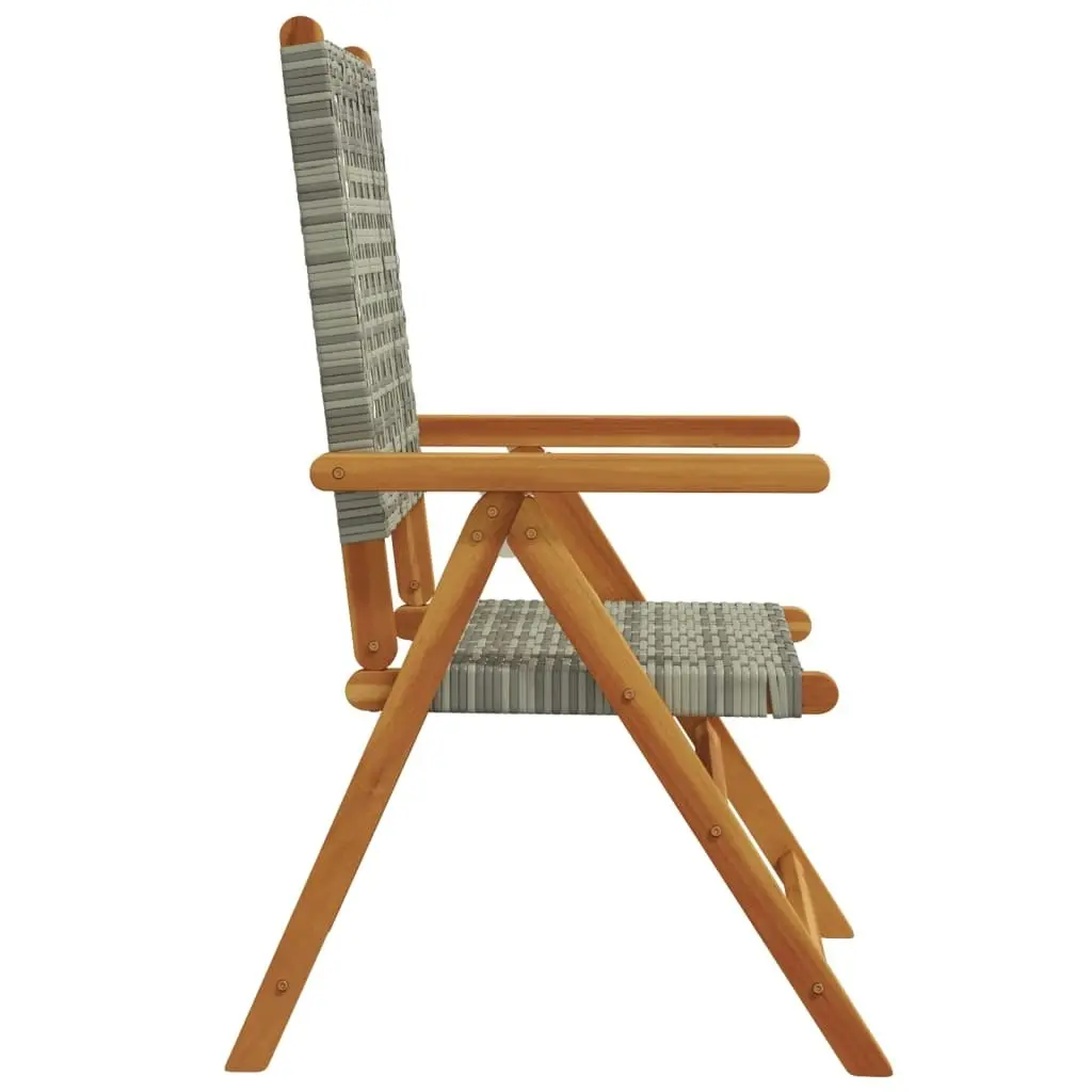 Garden Chairs 2 pcs Grey Solid Wood Acacia and Poly Rattan 367652