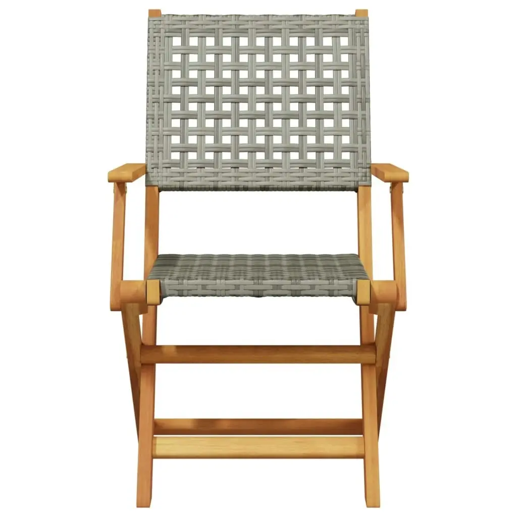 Garden Chairs 2 pcs Grey Solid Wood Acacia and Poly Rattan 367664