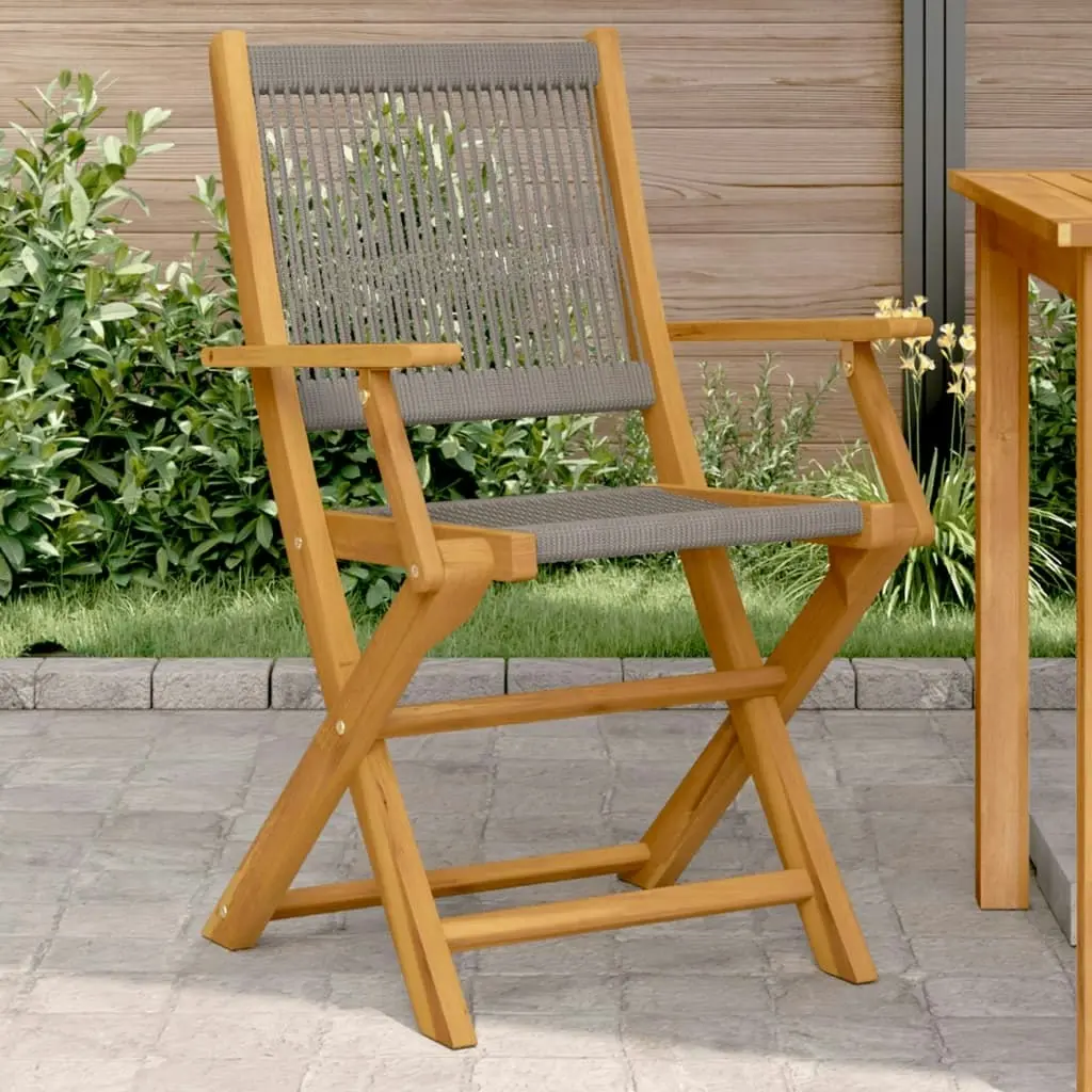 Garden Chairs 2 pcs Grey Solid Wood Acacia and Polypropylene 367667