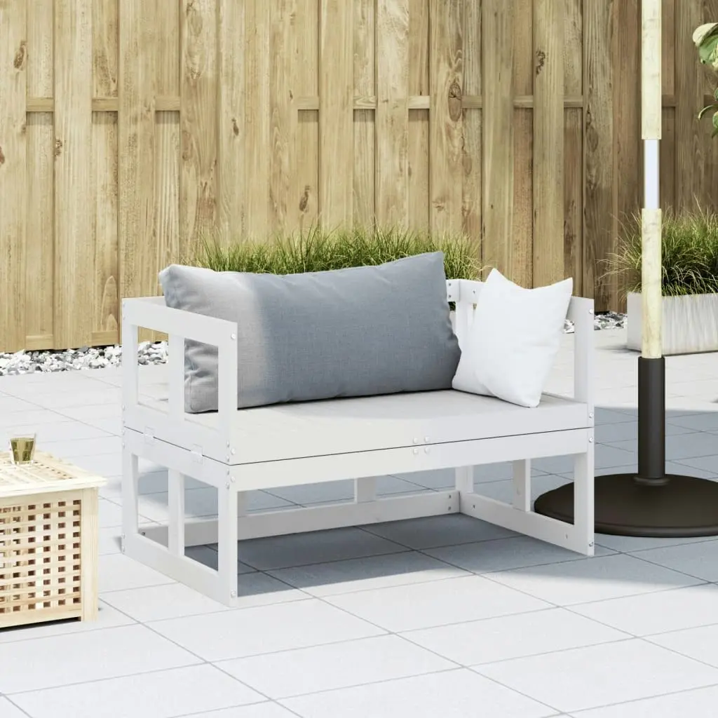 Garden Sofa Bench Extendable White Solid Wood Pine 832611