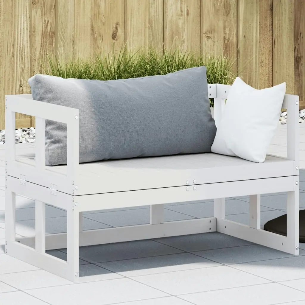 Garden Sofa Bench Extendable White Solid Wood Pine 832611