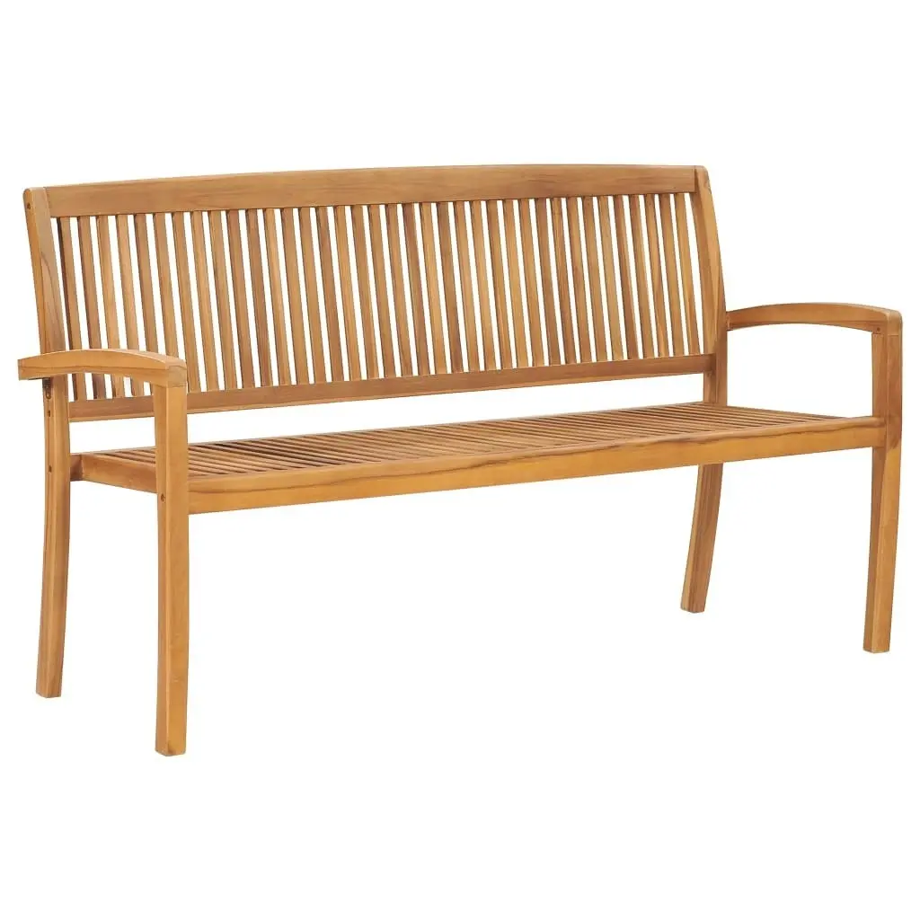 Stacking Garden Bench with Cushion 159 cm Solid Teak Wood 3063314