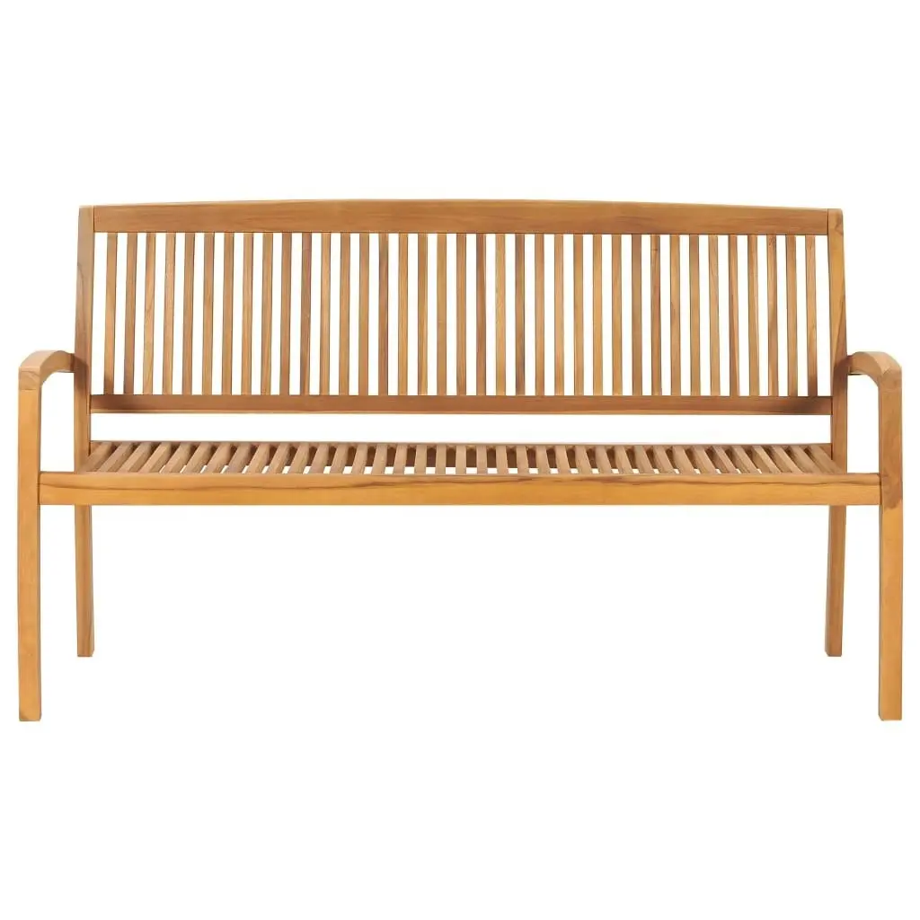 Stacking Garden Bench with Cushion 159 cm Solid Teak Wood 3063314