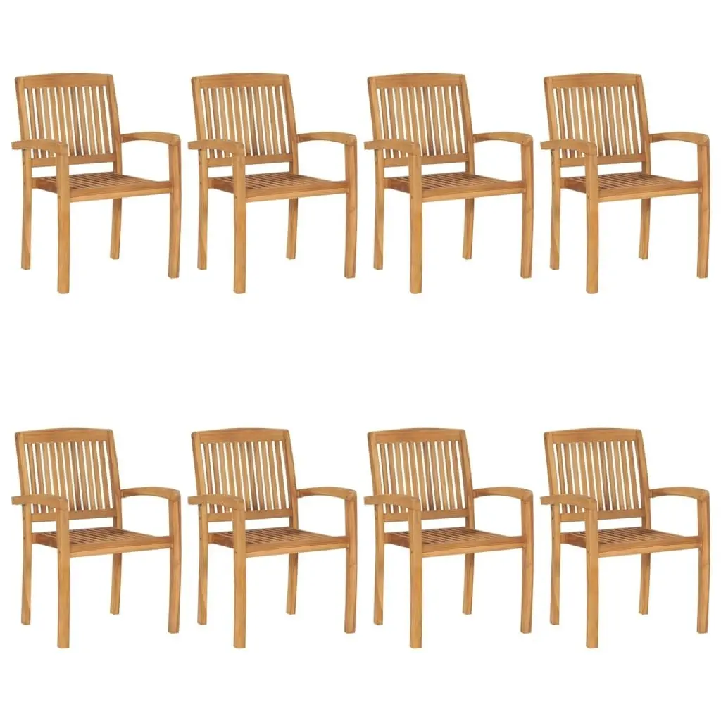 Stacking Garden Chairs with Cushions 8 pcs Solid Teak Wood 3073280