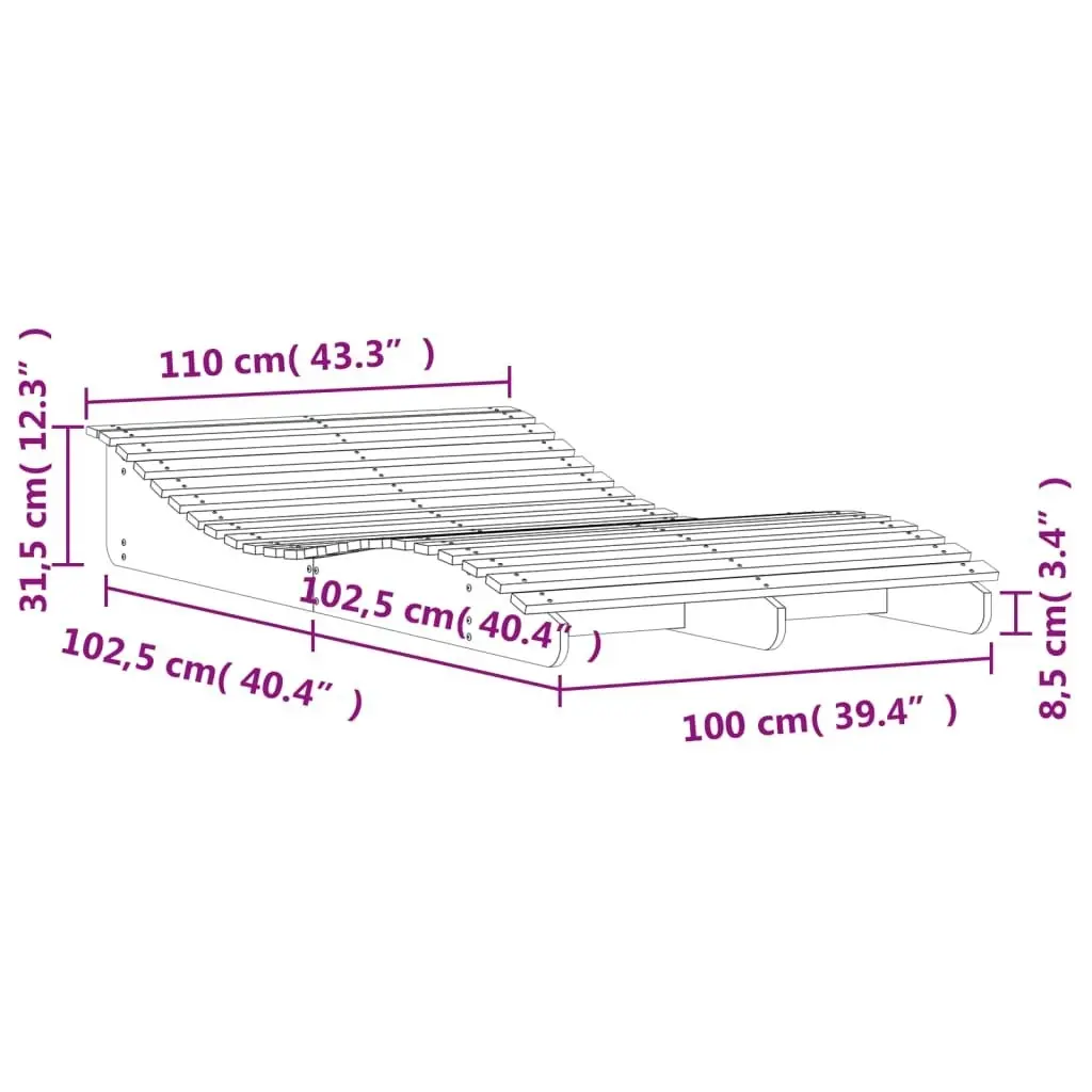 Sun Lounger 205x110x31.5 cm Solid Wood Douglas 832591