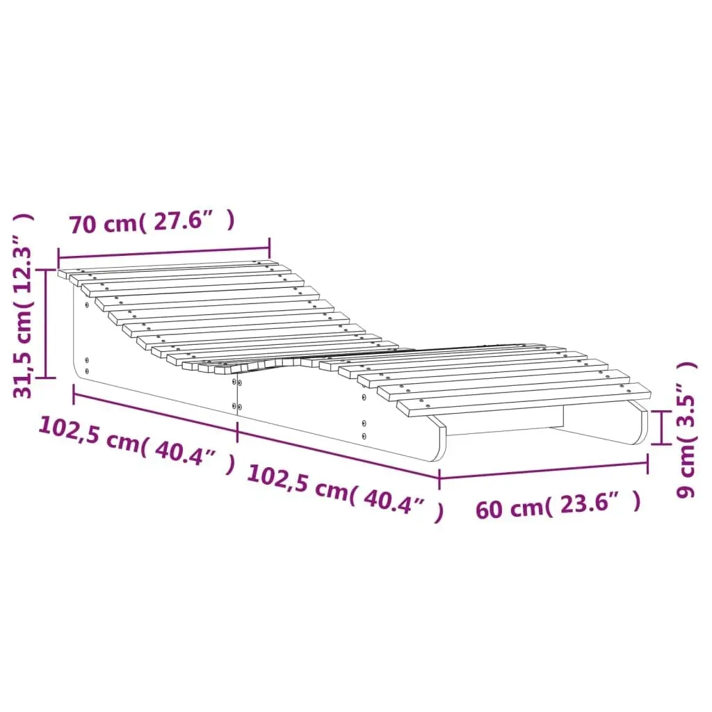 Sun Lounger 205x70x31.5 cm Solid Wood Douglas 832583