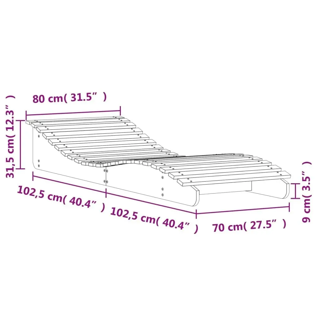 Sun Lounger 205x80x31.5 cm Solid Wood Pine 832584