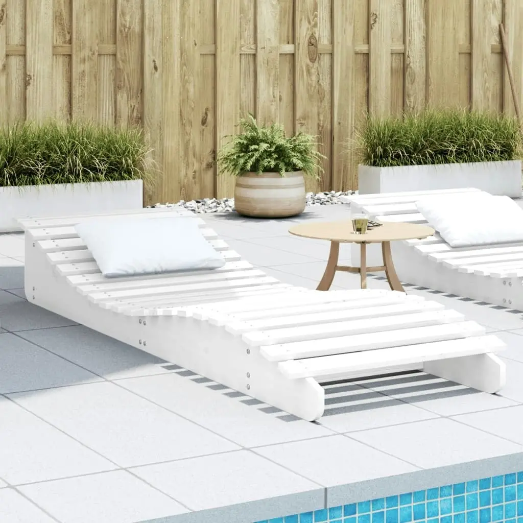 Sun Lounger White 205x70x31.5 cm Solid Wood Pine 832581