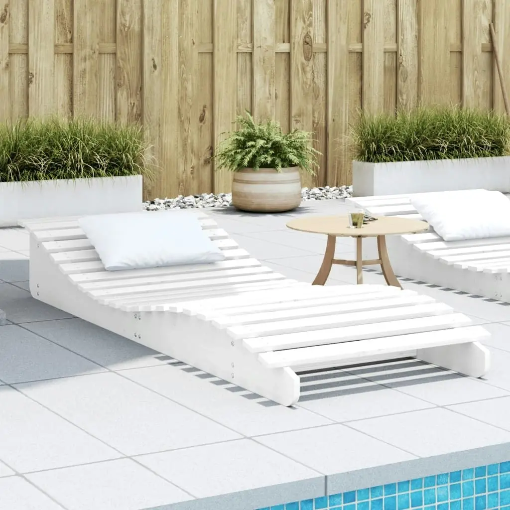 Sun Lounger White 205x80x31.5 cm Solid Wood Pine 832585