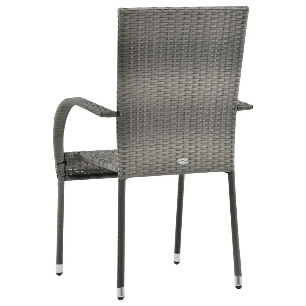 Stackable Outdoor Chairs 2 pcs Grey Poly Rattan 46464