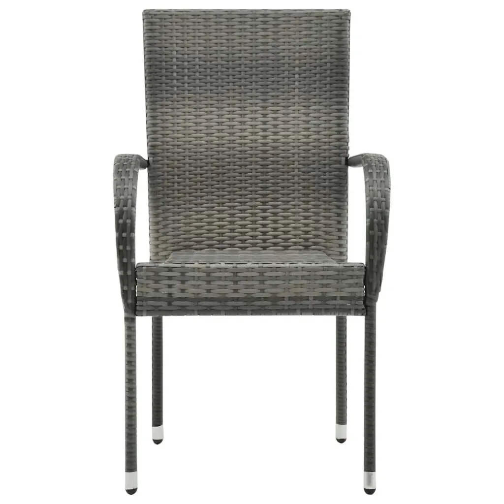 Stackable Outdoor Chairs 2 pcs Grey Poly Rattan 46464