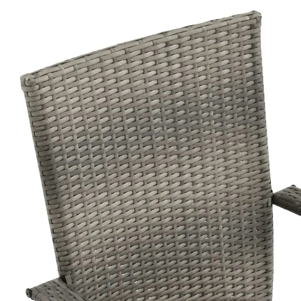 Stackable Outdoor Chairs 2 pcs Grey Poly Rattan 46464