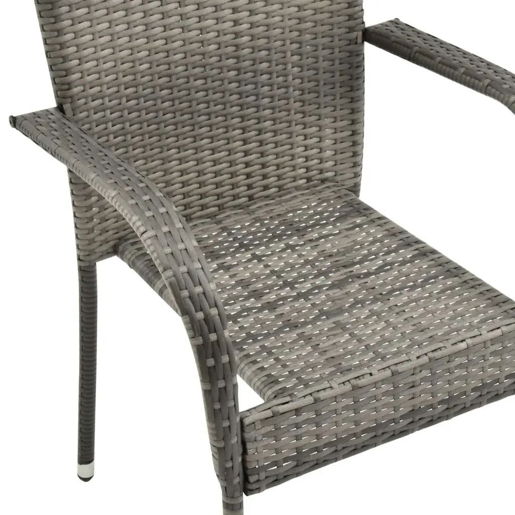 Stackable Outdoor Chairs 2 pcs Grey Poly Rattan 46464