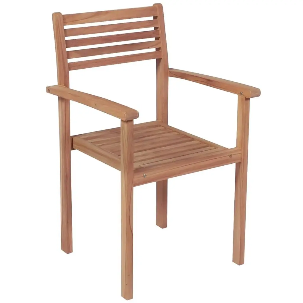 Stackable Garden Chairs with Cushions 6 pcs Solid Teak Wood 3072572