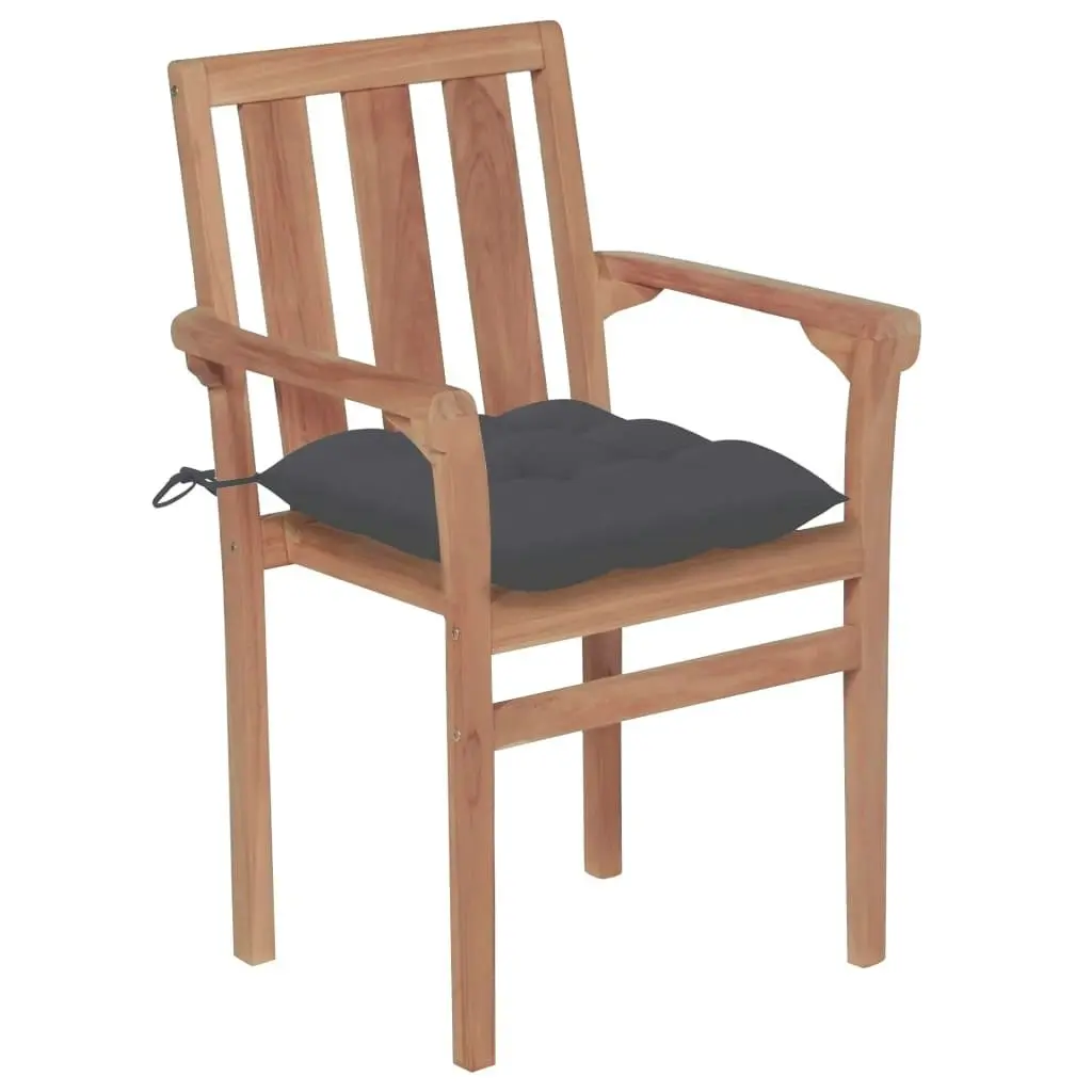 Stackable Garden Chairs with Cushions 6 pcs Solid Teak Wood 3073421