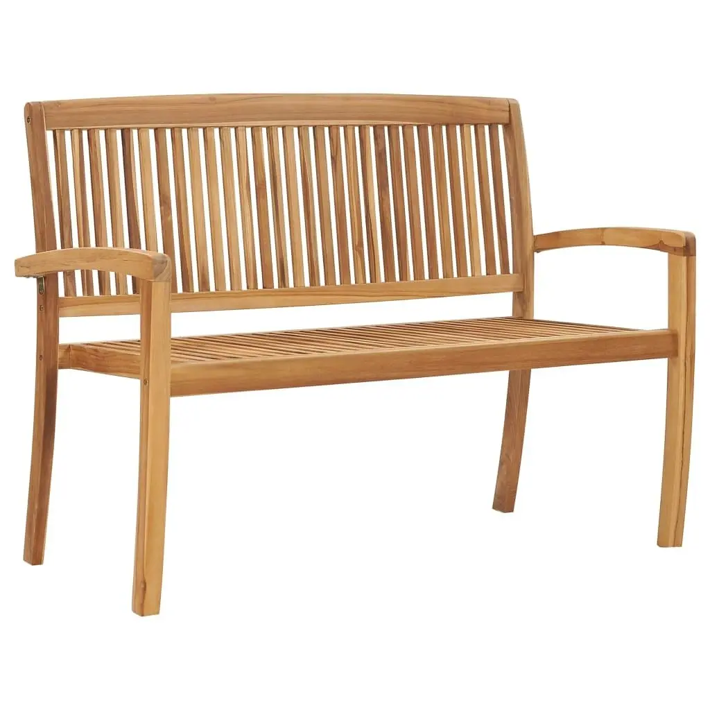 Stacking Garden Bench with Cushion 128.5 cm Solid Teak Wood 3063282