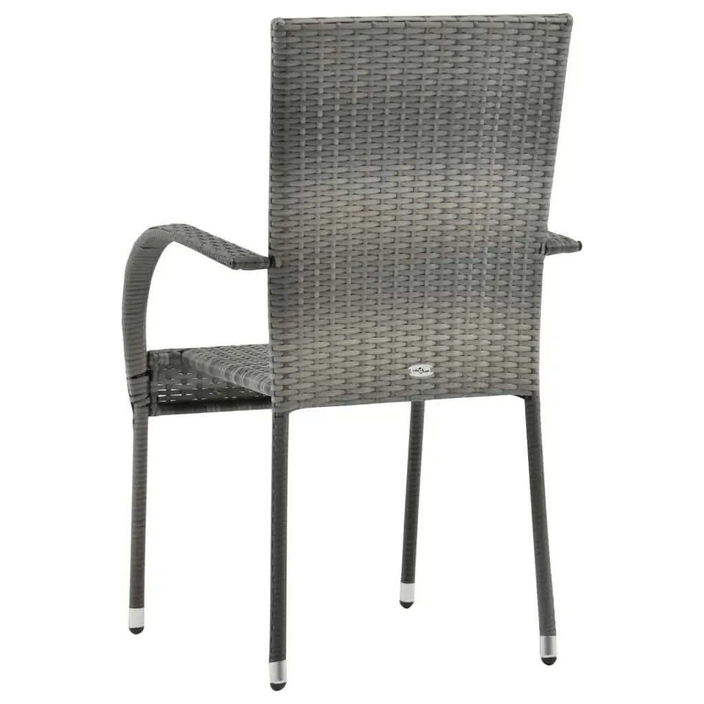 Stackable Outdoor Chairs 6 pcs Grey Poly Rattan 310088