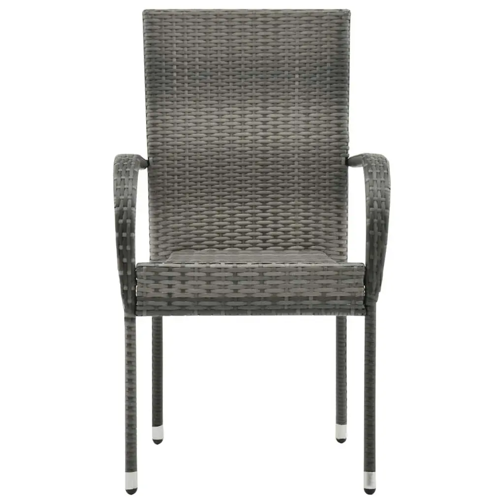 Stackable Outdoor Chairs 6 pcs Grey Poly Rattan 310088