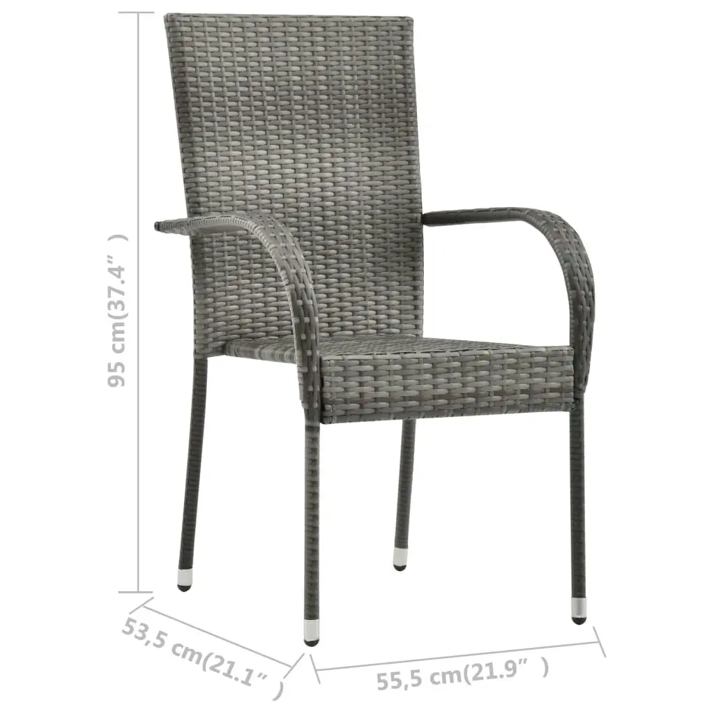 Stackable Outdoor Chairs 6 pcs Grey Poly Rattan 310088