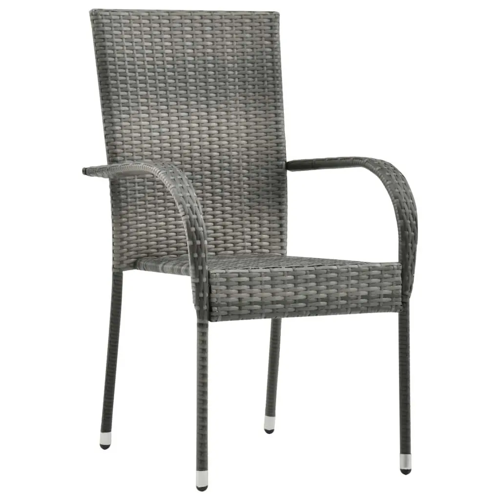 Stackable Outdoor Chairs 6 pcs Grey Poly Rattan 310088