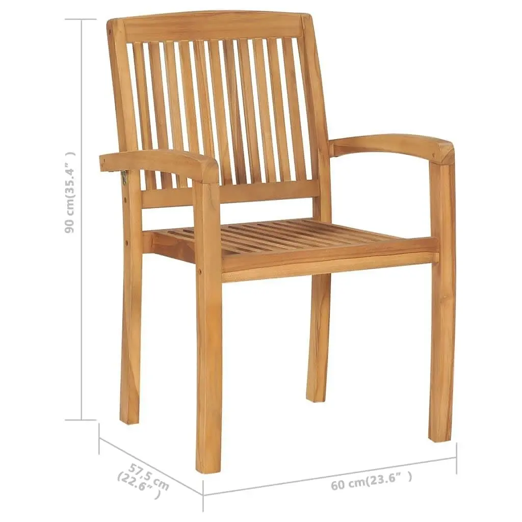 Stacking Garden Chairs 4 pcs Solid Teak Wood 3073207