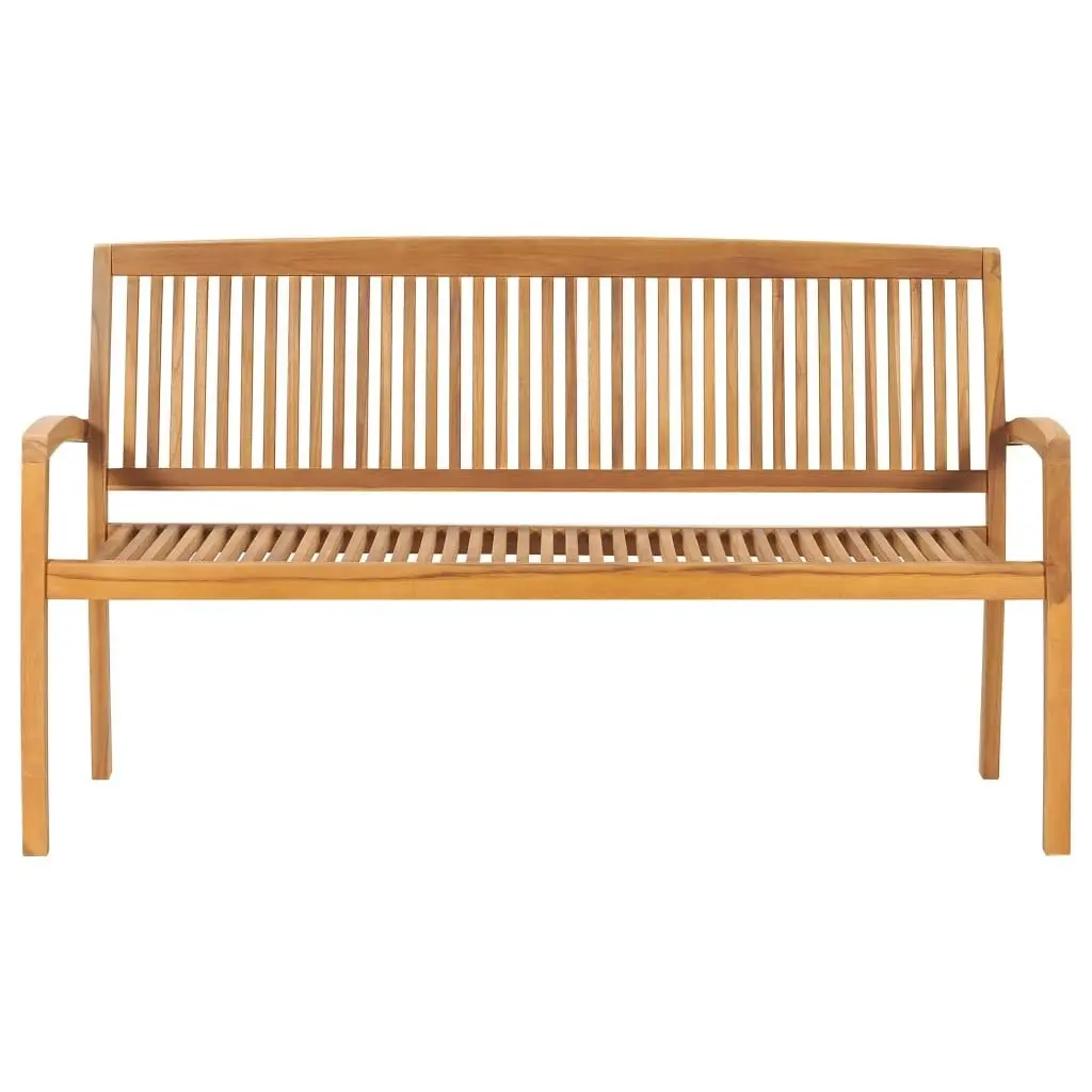 Stacking Garden Bench with Cushion 159 cm Solid Teak Wood 3063306