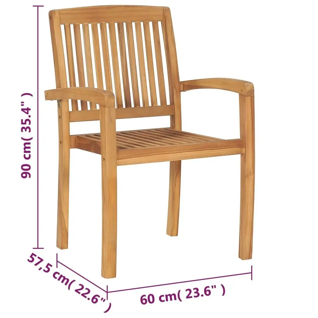 Stacking Garden Chairs 8 pcs Solid Teak Wood 3073209