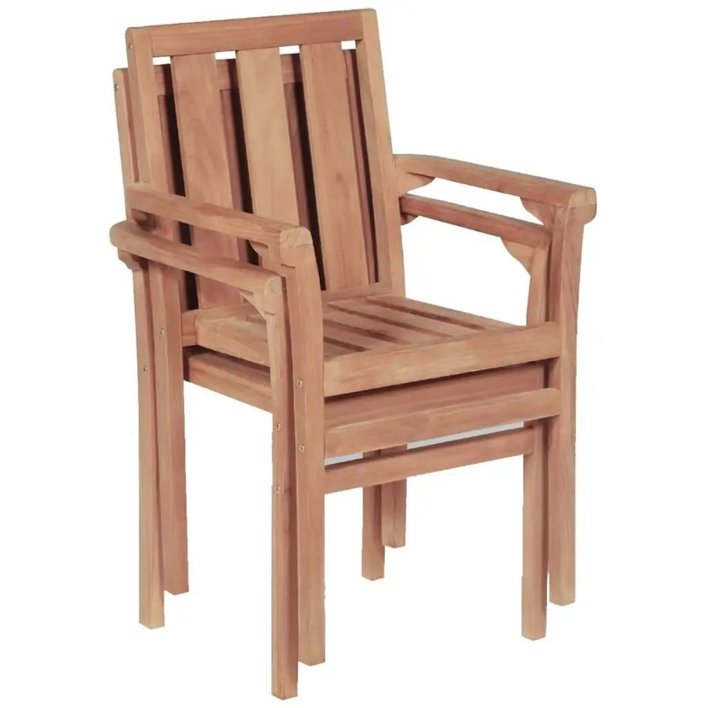 Stacking Garden Chairs 2 pcs Solid Teak Wood 44725