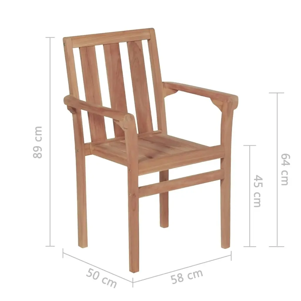 Stacking Garden Chairs 2 pcs Solid Teak Wood 44725