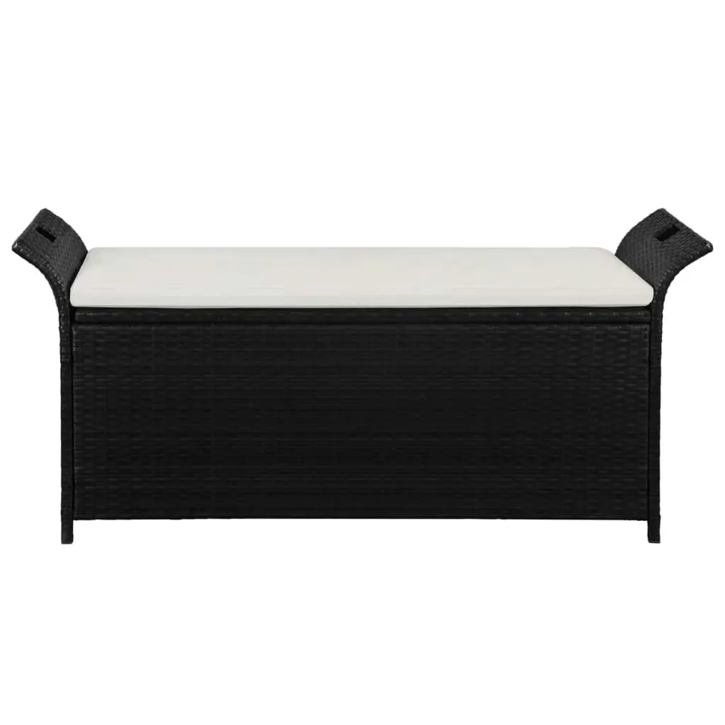 Storage Bench with Cushion 138 cm Poly Rattan Black 44183