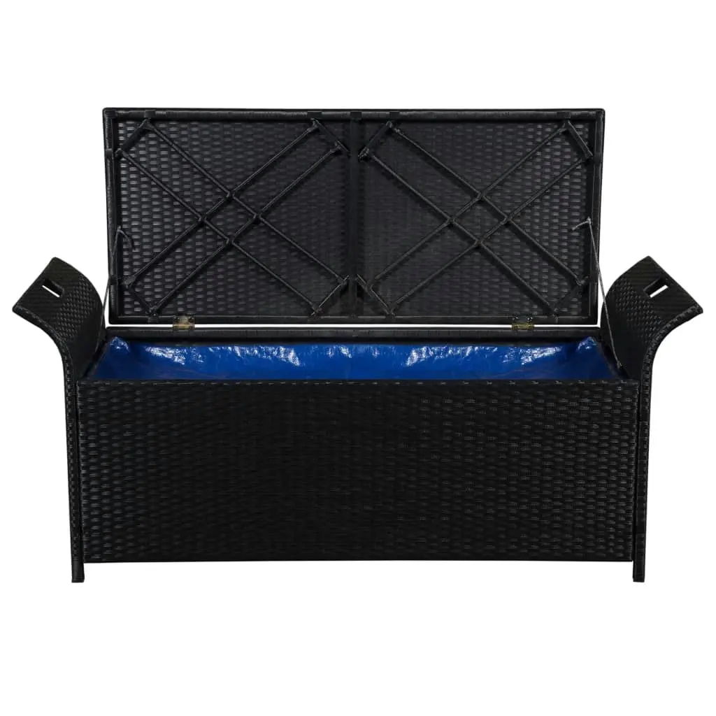 Storage Bench with Cushion 138 cm Poly Rattan Black 44183