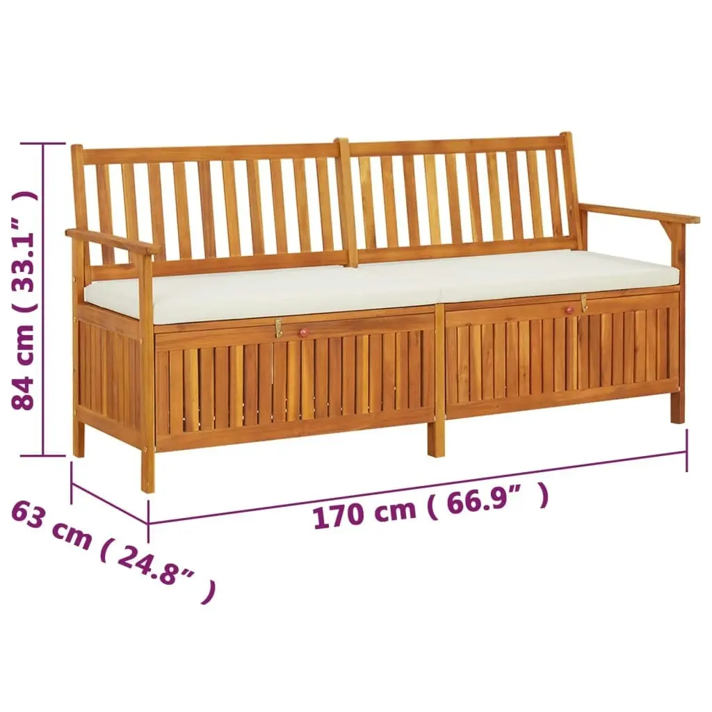 Storage Bench with Cushion 170 cm Solid Wood Acacia 316738