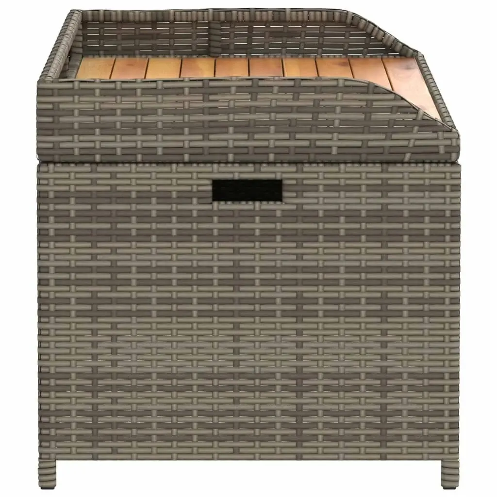 Storage Bench Grey 100x50x52 cm Poly Rattan and Acacia Wood 365950