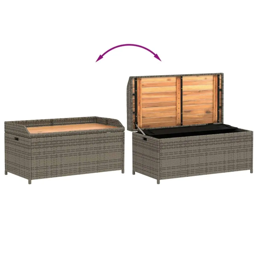 Storage Bench Grey 100x50x52 cm Poly Rattan and Acacia Wood 365950