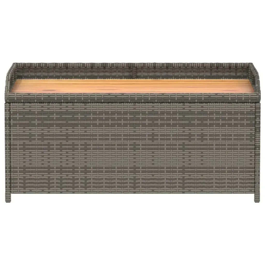 Storage Bench Grey 100x50x52 cm Poly Rattan and Acacia Wood 365950