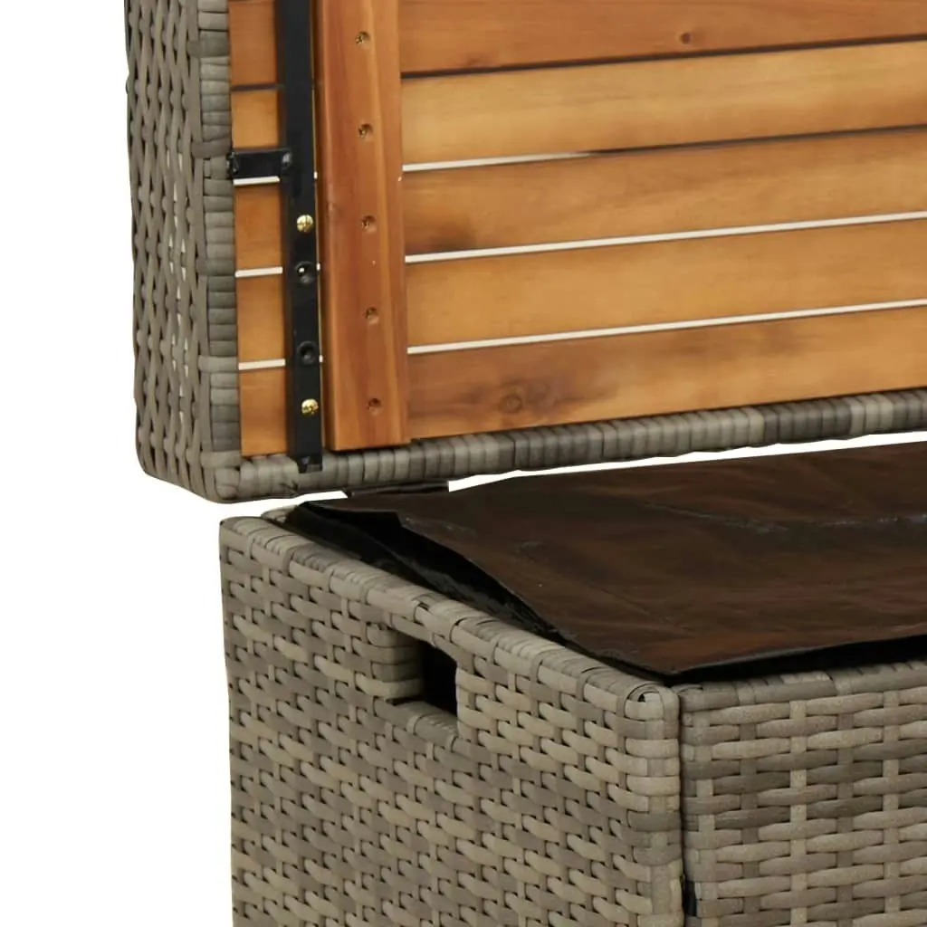 Storage Bench Grey 100x50x52 cm Poly Rattan and Acacia Wood 365950