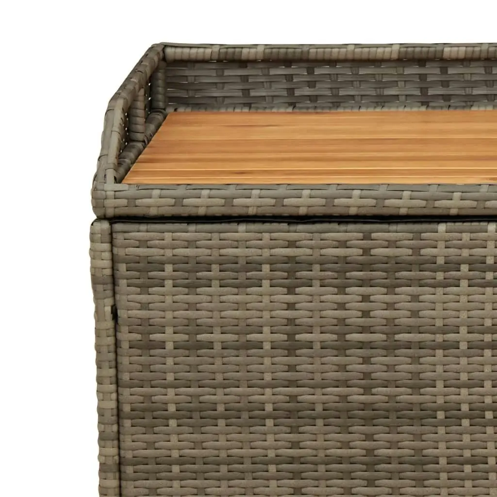 Storage Bench Grey 100x50x52 cm Poly Rattan and Acacia Wood 365950