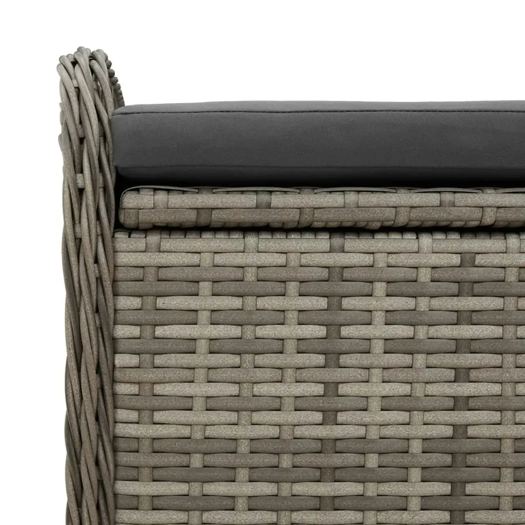 Storage Bench with Cushion Grey 115x51x52 cm Poly Rattan 365728